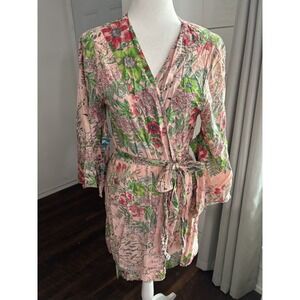 Plum Pretty Sugar Robe Womens Medium Floral Belted Kimono Lightweight Coverup‎